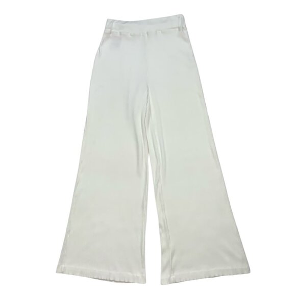 L'AGENCE Crawford Wide Leg Pants S Ivory Ribbed Knit High Rise Pull On Coastal - Picture 12 of 12